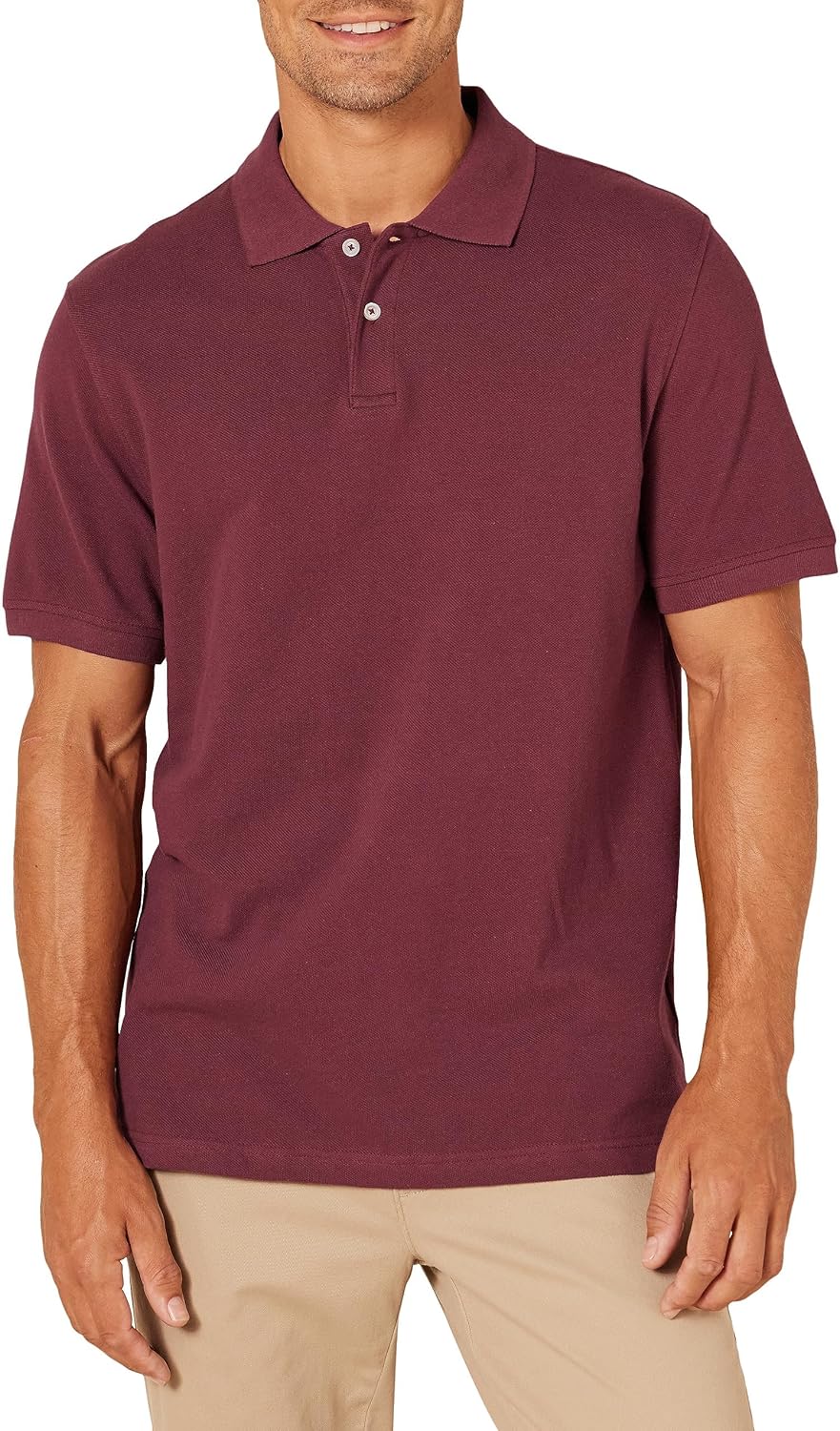 Amazon Essentials Men's Short Sleeve Slim-Fit Cotton Pique Polo Shirt, Breathable Collared
