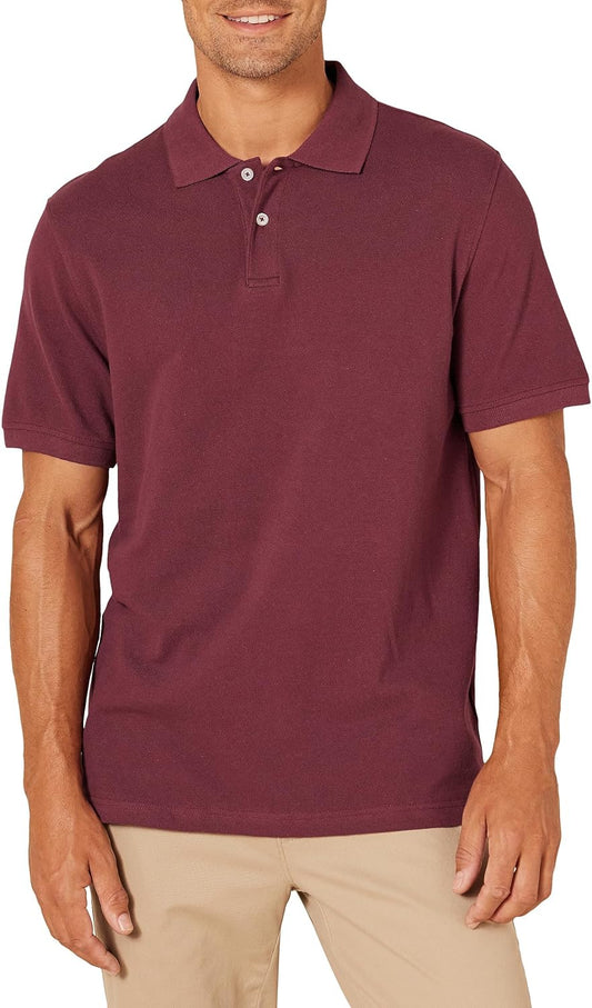 Amazon Essentials Men's Short Sleeve Slim-Fit Cotton Pique Polo Shirt, Breathable Collared