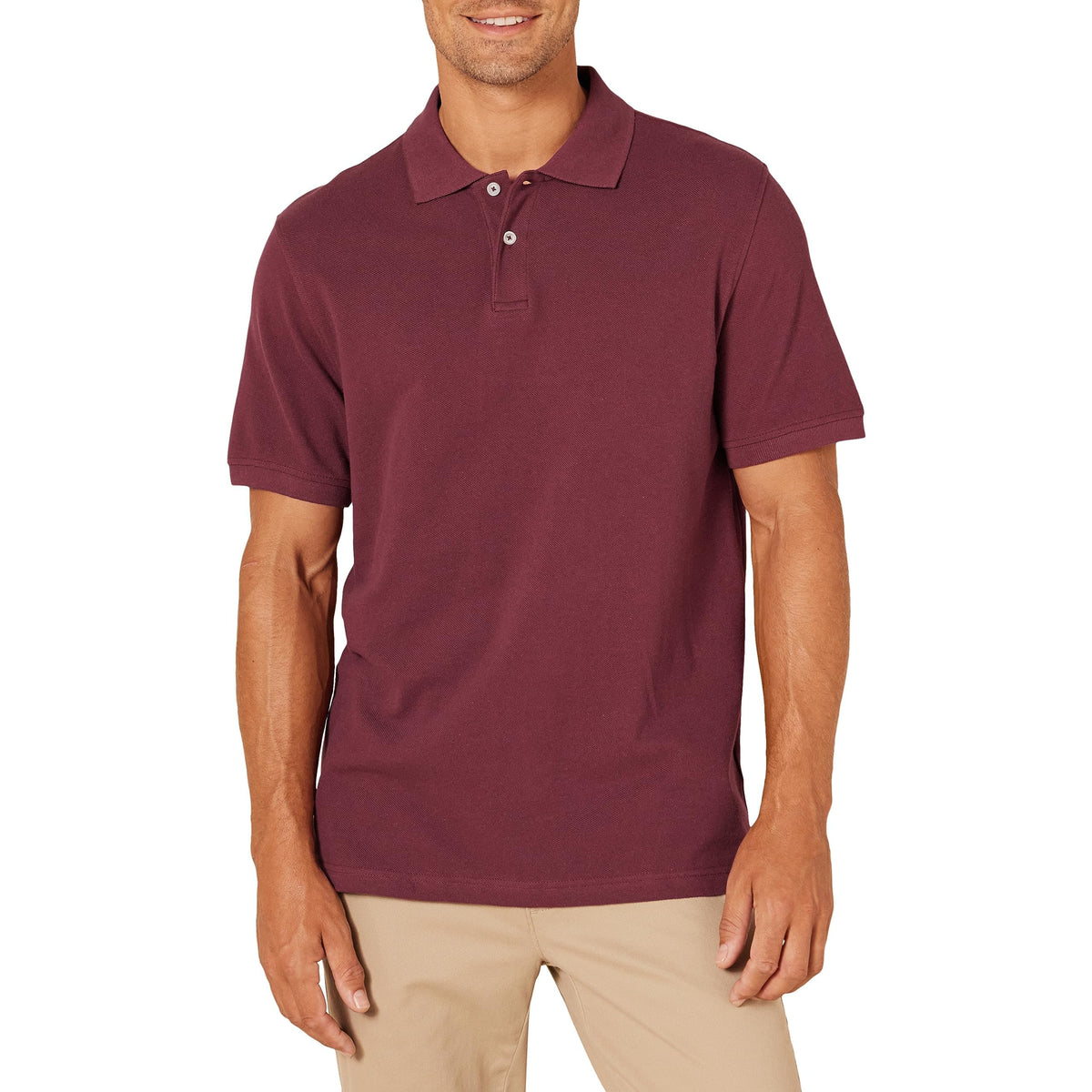 Amazon Essentials Men's Short Sleeve Slim-Fit Cotton Pique Polo Shirt, Breathable Collared