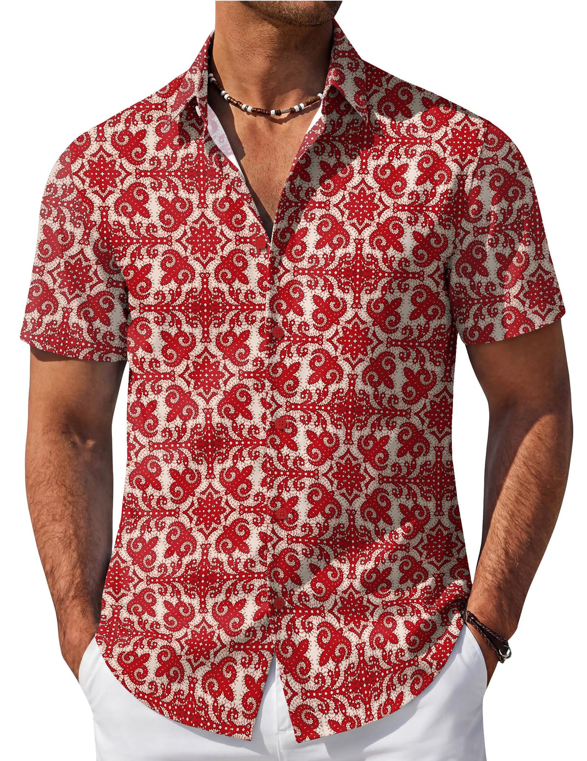 COOFANDY Mens Hawaiian Shirt Short Sleeve Button Down Beach Vacation Shirt Retro Summer Tropical Shirts