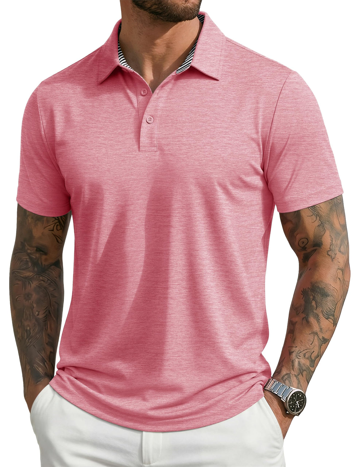 MAGCOMSEN Men's Short Sleeve Polo Golf Shirts 3-Button Moisture Wicking Athletic T-Shirts Casual Collared Shirt