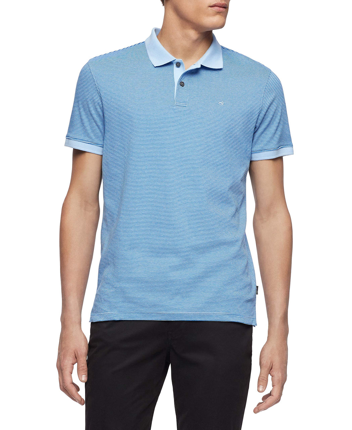 Calvin Klein Men's Liquid Touch Polo Stripe with UV Protection