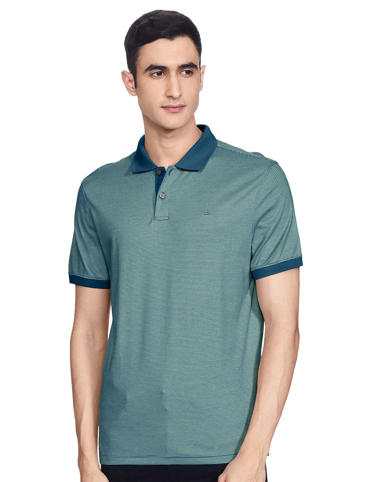 Calvin Klein Men's Liquid Touch Polo Stripe with UV Protection