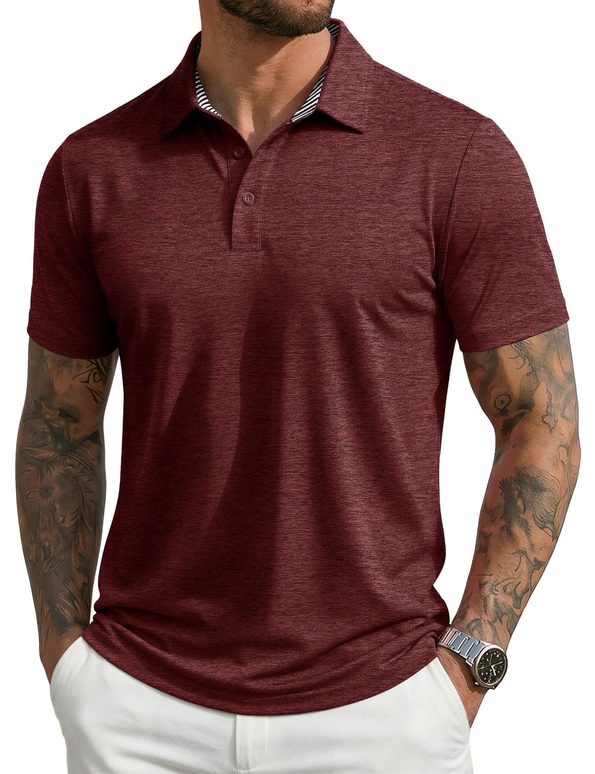 MAGCOMSEN Men's Short Sleeve Polo Golf Shirts 3-Button Moisture Wicking Athletic T-Shirts Casual Collared Shirt