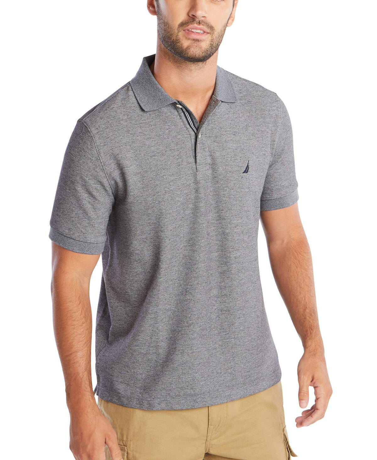 Nautica Men's Classic Short Sleeve Solid Performance Deck Polo Shirt