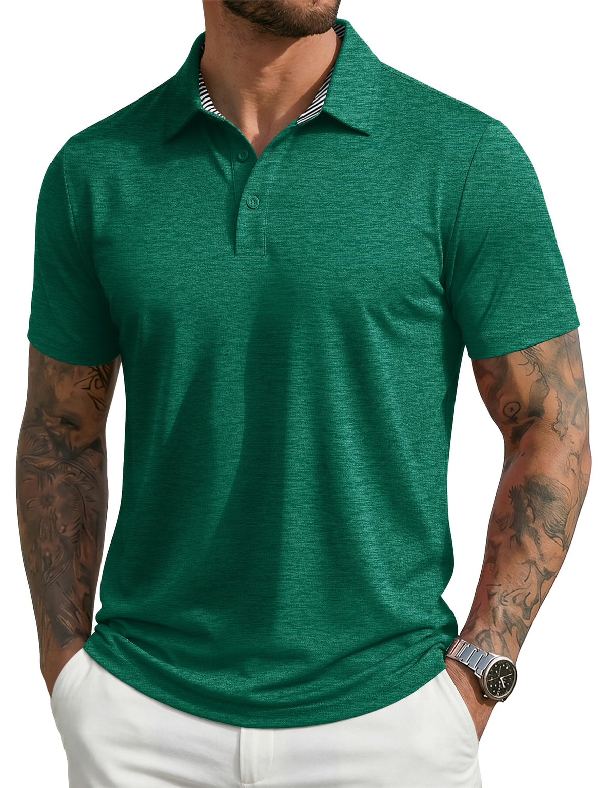 MAGCOMSEN Men's Short Sleeve Polo Golf Shirts 3-Button Moisture Wicking Athletic T-Shirts Casual Collared Shirt