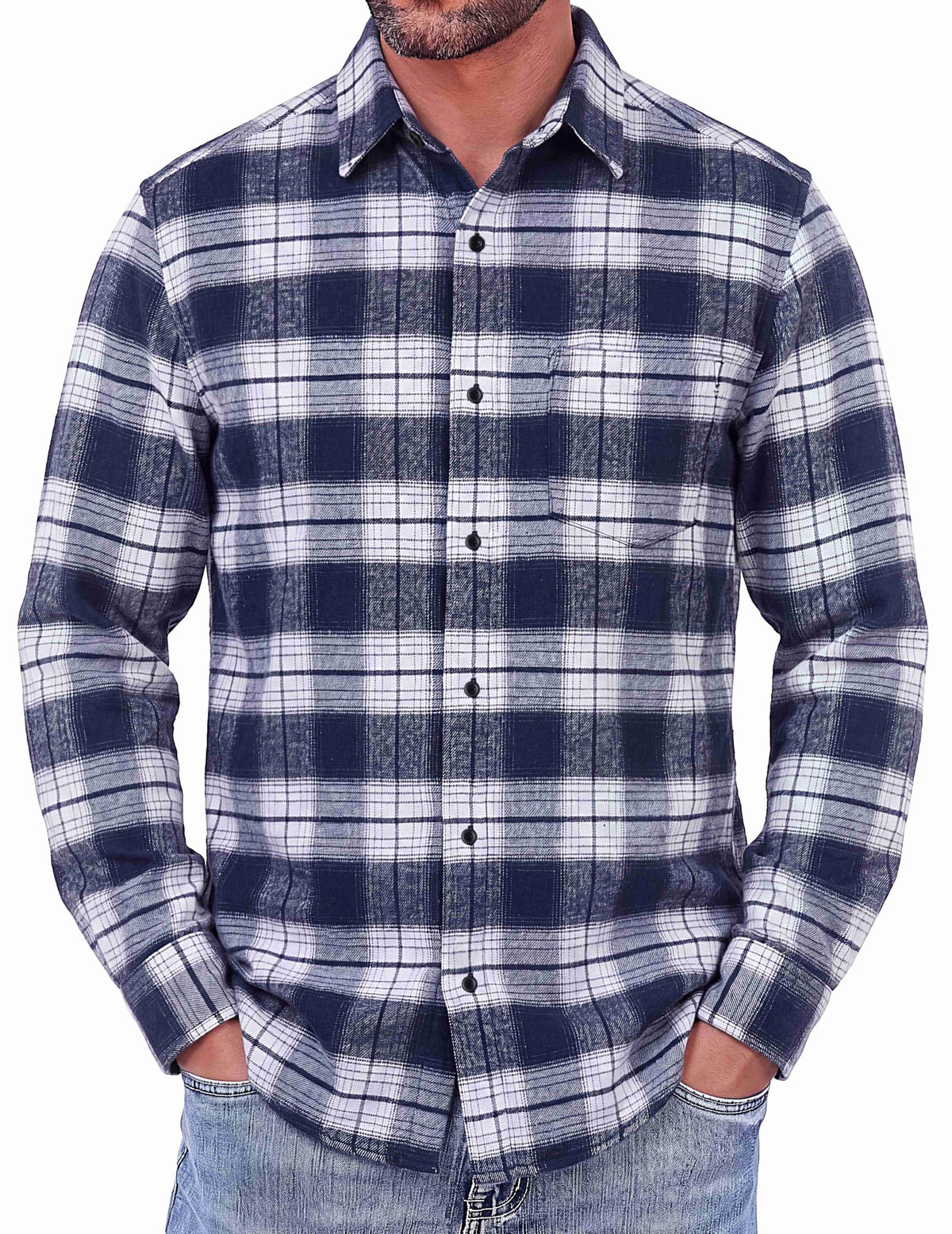 COOFANDY Mens Flannel Shirts Long Sleeve Button Down Shirt with Pocket Casual Shirts Work Shirts for Men