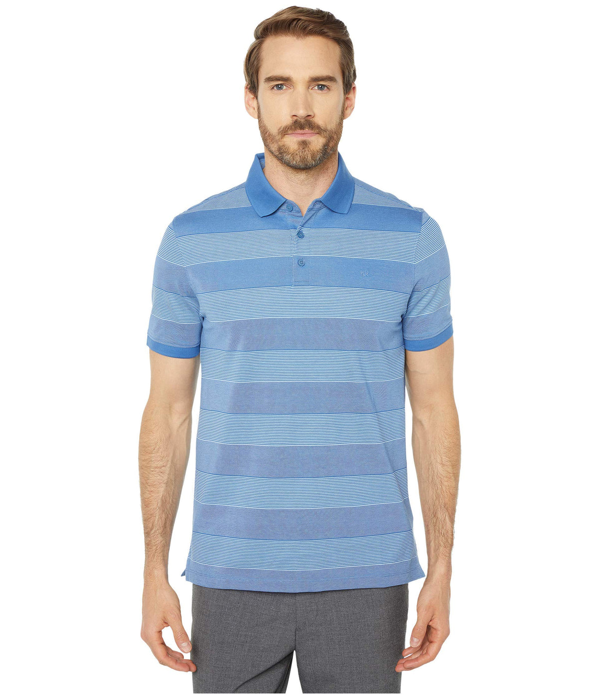 Calvin Klein Men's Liquid Touch Polo Stripe with UV Protection