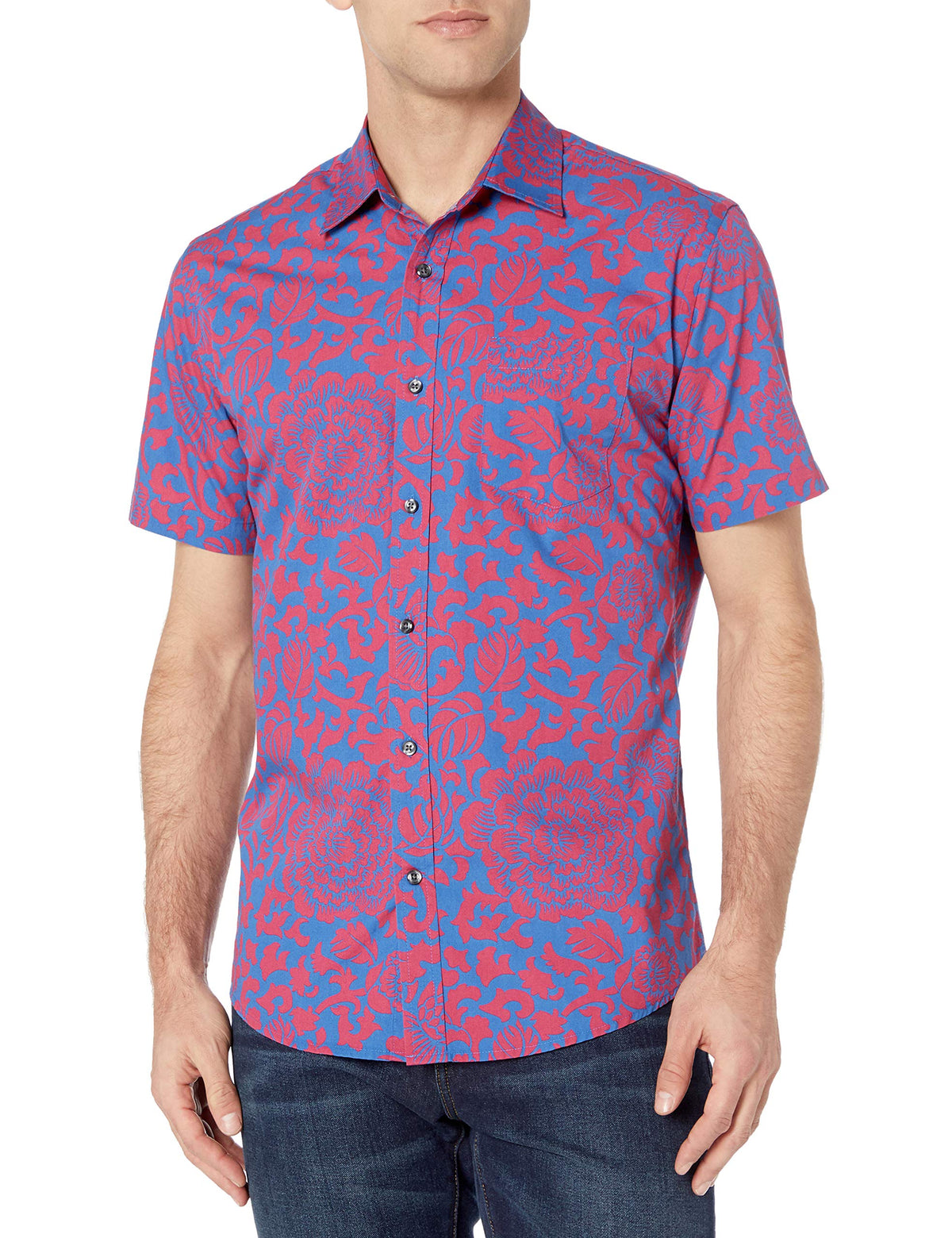 Amazon Essentials Men's Regular-Fit Short-Sleeve Poplin Shirt, Collared, Washed