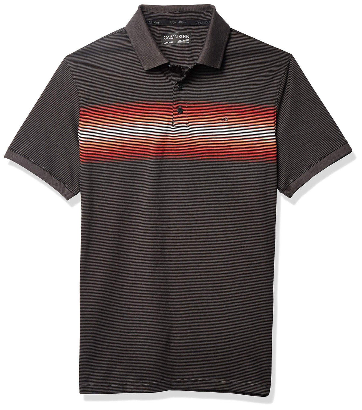 Calvin Klein Men's Liquid Touch Polo Stripe with UV Protection