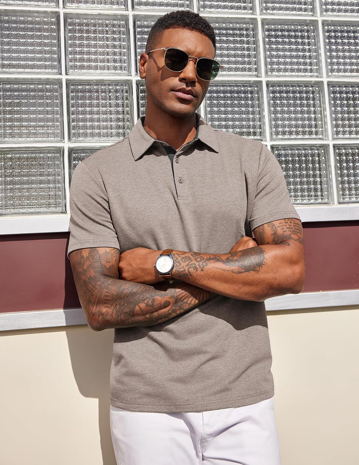 COOFANDY Mens Polo Shirts Short Sleeve Casual Summer Polo Tee Collared Tops
