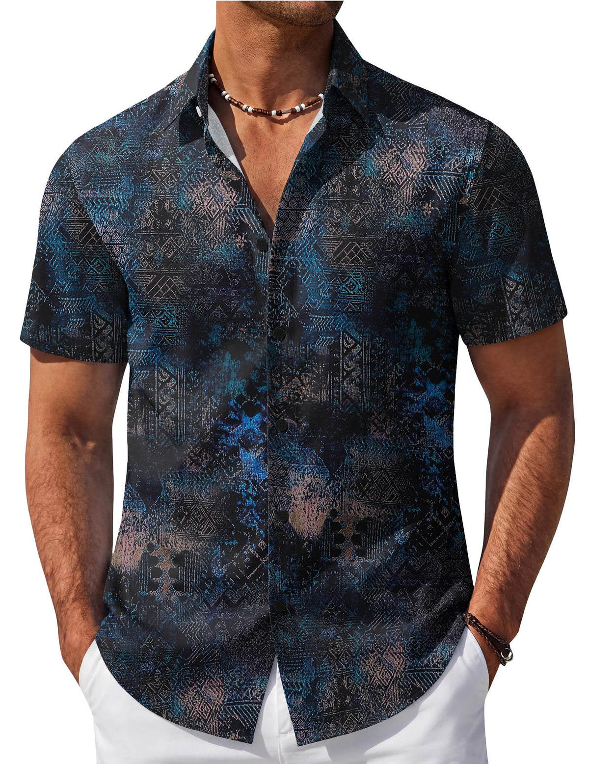 COOFANDY Mens Hawaiian Shirt Short Sleeve Button Down Beach Vacation Shirt Retro Summer Tropical Shirts