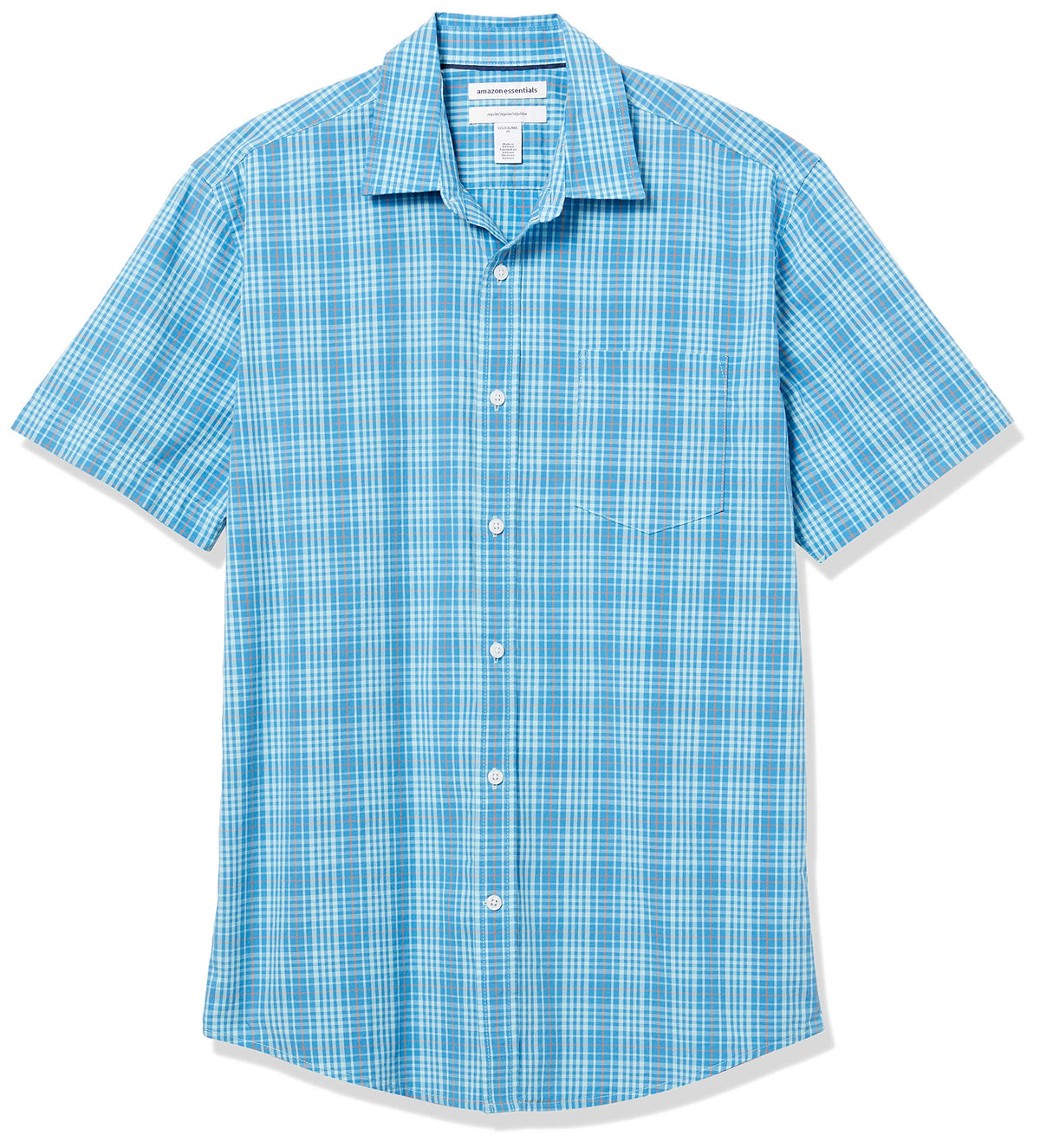 Amazon Essentials Men's Regular-Fit Short-Sleeve Poplin Shirt, Collared, Washed