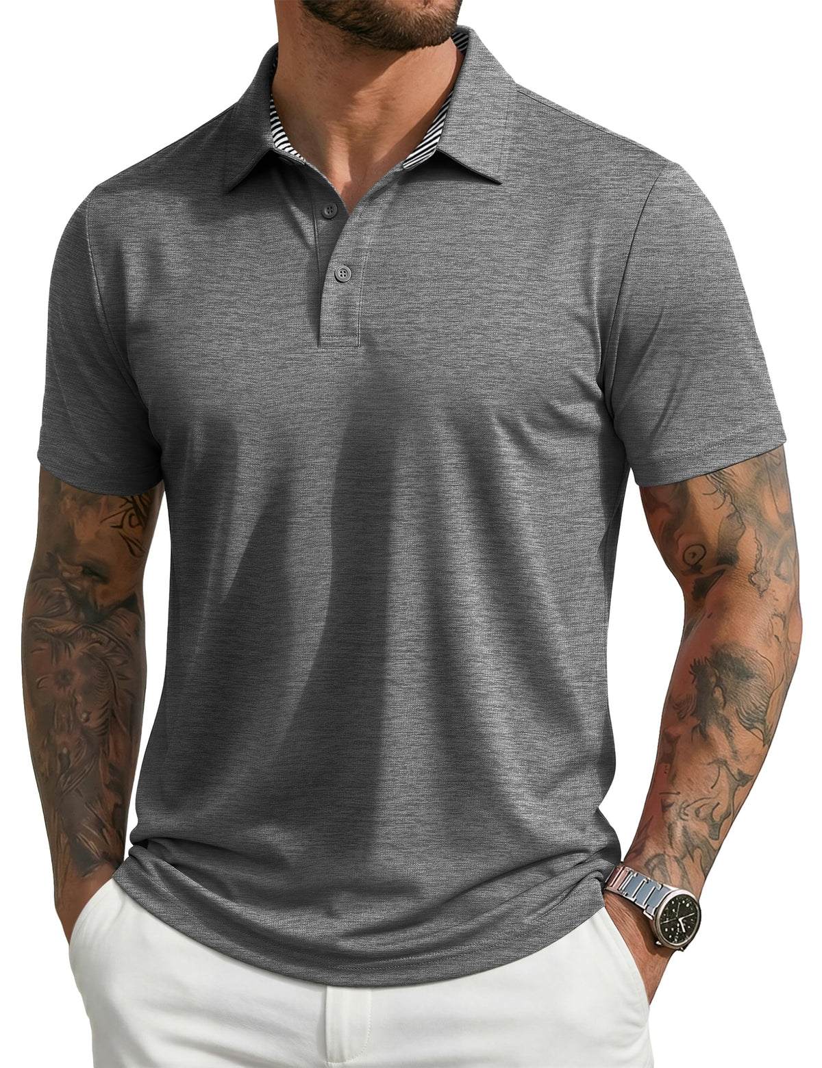 MAGCOMSEN Men's Short Sleeve Polo Golf Shirts 3-Button Moisture Wicking Athletic T-Shirts Casual Collared Shirt