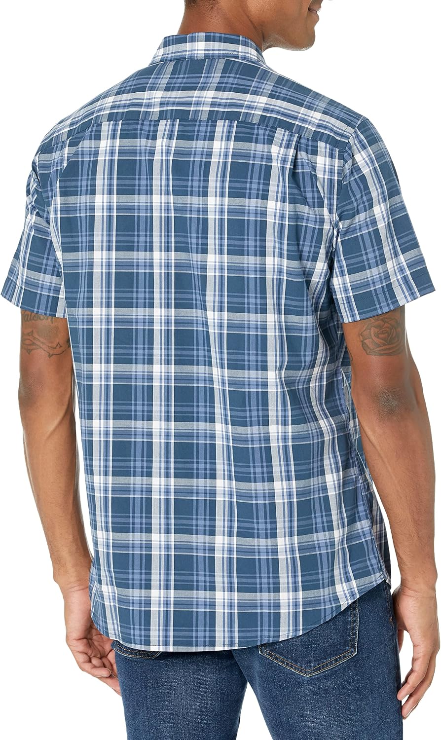 Amazon Essentials Men's Regular-Fit Short-Sleeve Poplin Shirt, Collared, Washed