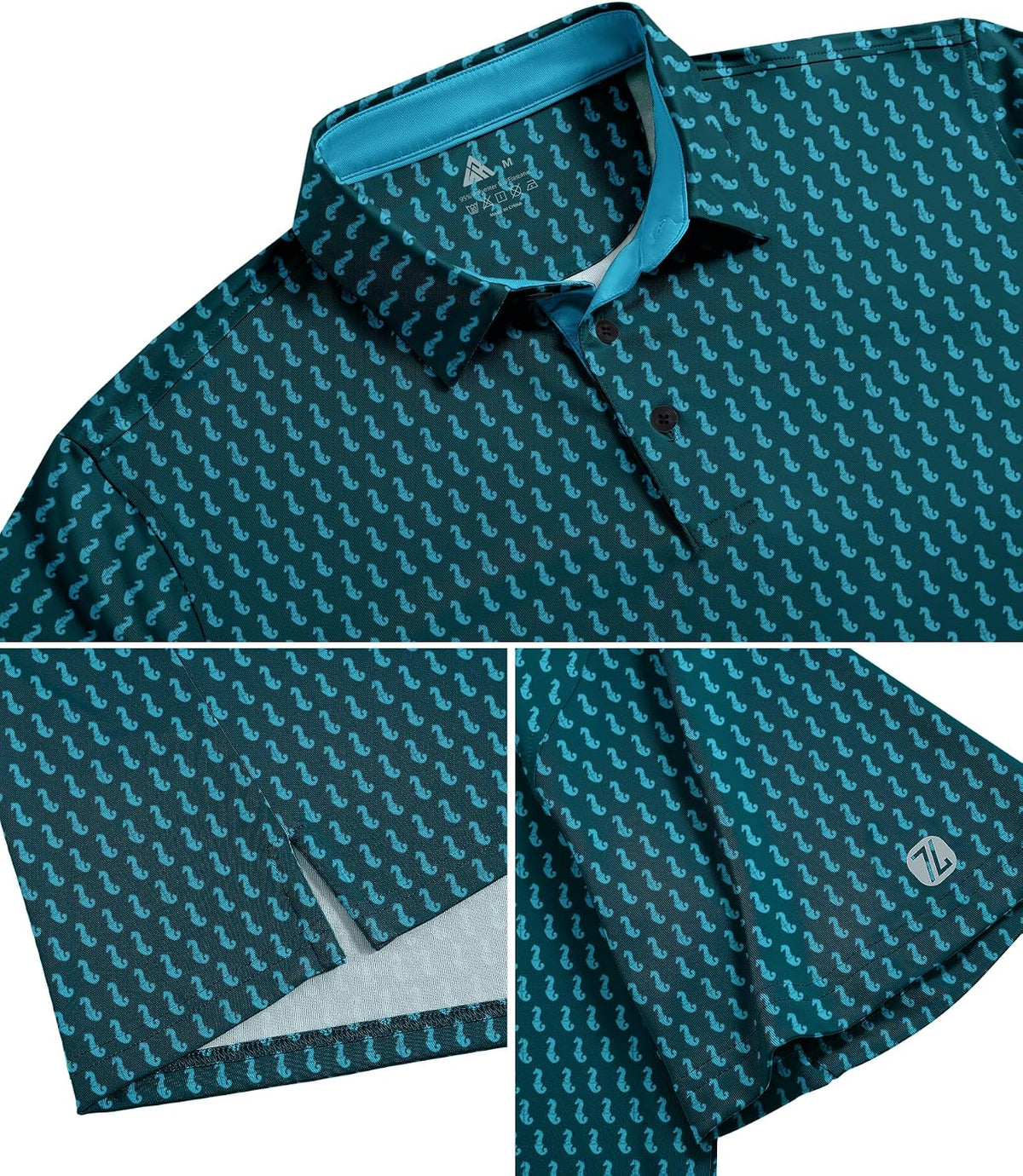 ZITY Mens Golf Shirts Short Sleeve Print Moisture Wicking Polo Shirt