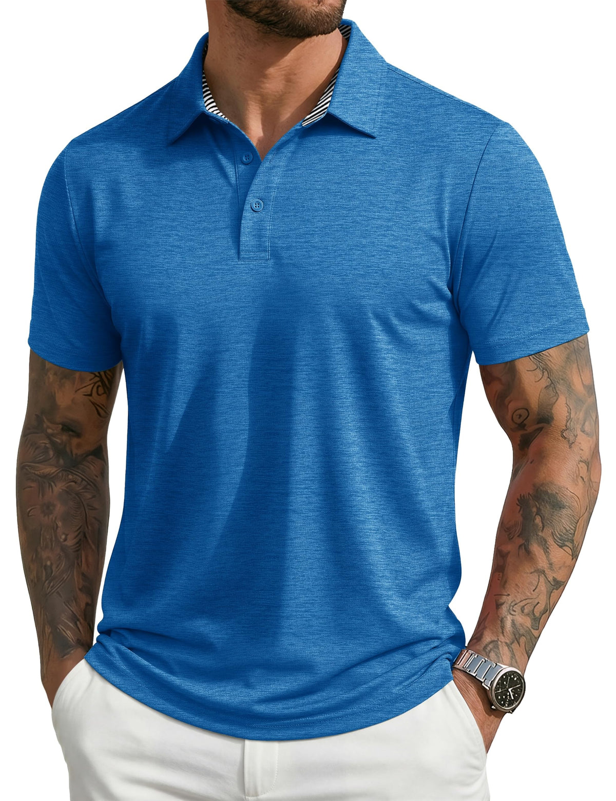 MAGCOMSEN Men's Short Sleeve Polo Golf Shirts 3-Button Moisture Wicking Athletic T-Shirts Casual Collared Shirt