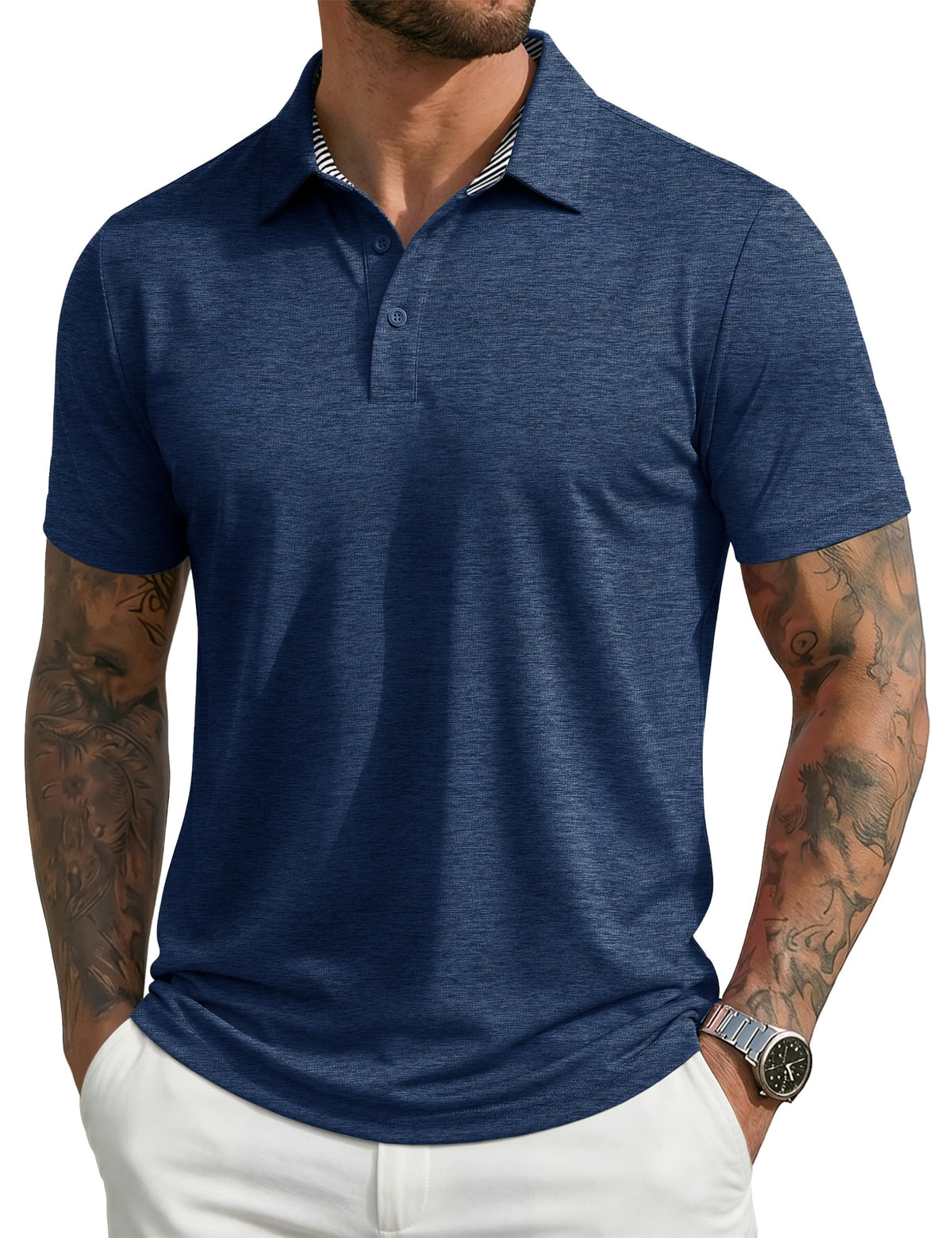 MAGCOMSEN Men's Short Sleeve Polo Golf Shirts 3-Button Moisture Wicking Athletic T-Shirts Casual Collared Shirt