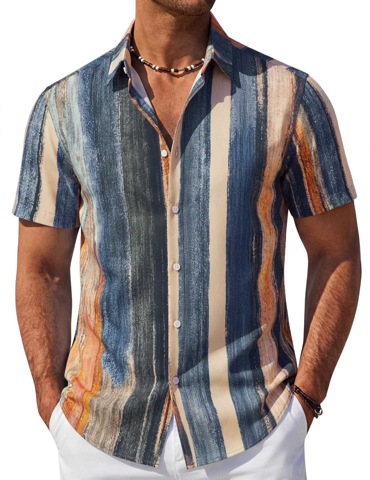 COOFANDY Mens Hawaiian Shirt Short Sleeve Button Down Beach Vacation Shirt Retro Summer Tropical Shirts