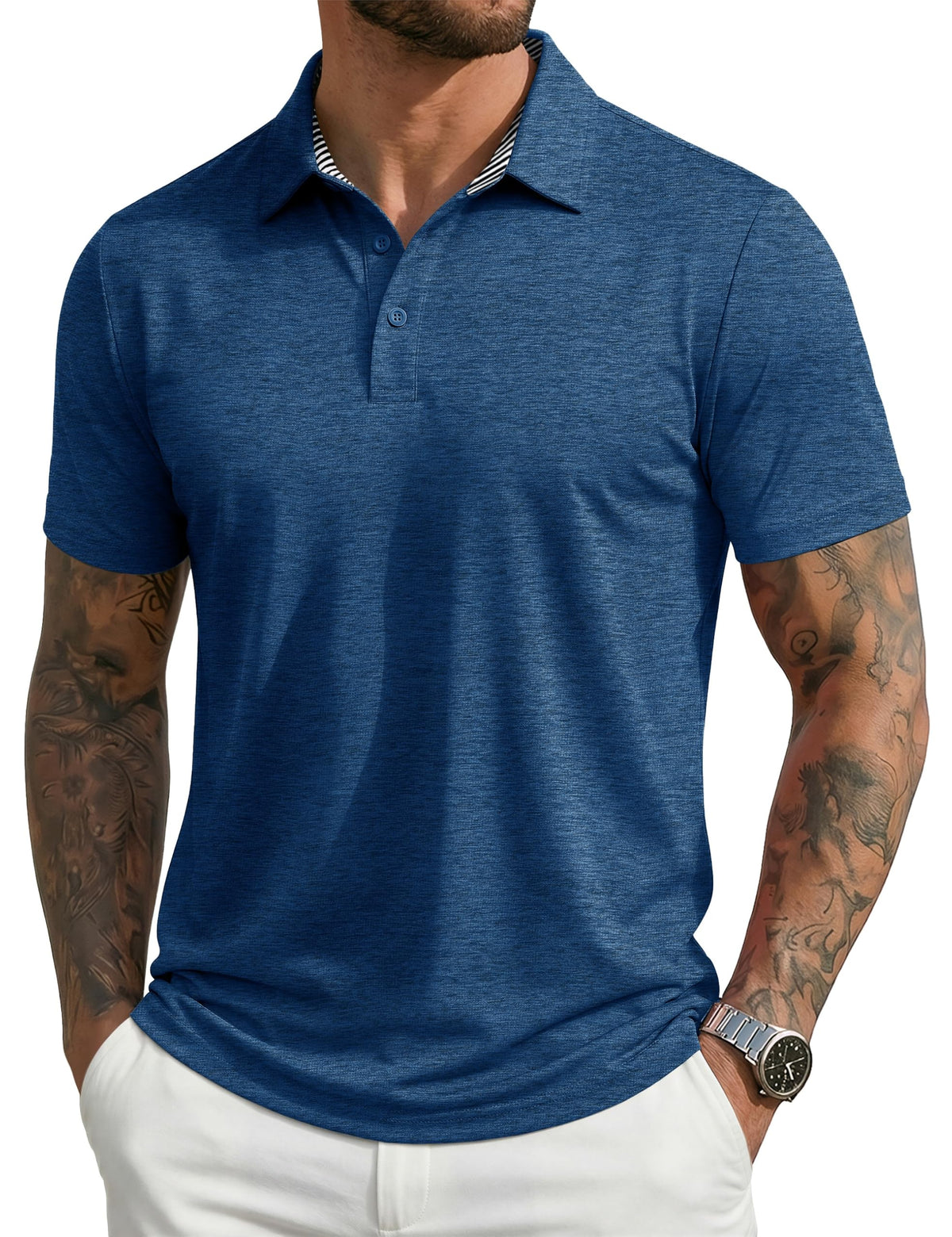MAGCOMSEN Men's Short Sleeve Polo Golf Shirts 3-Button Moisture Wicking Athletic T-Shirts Casual Collared Shirt