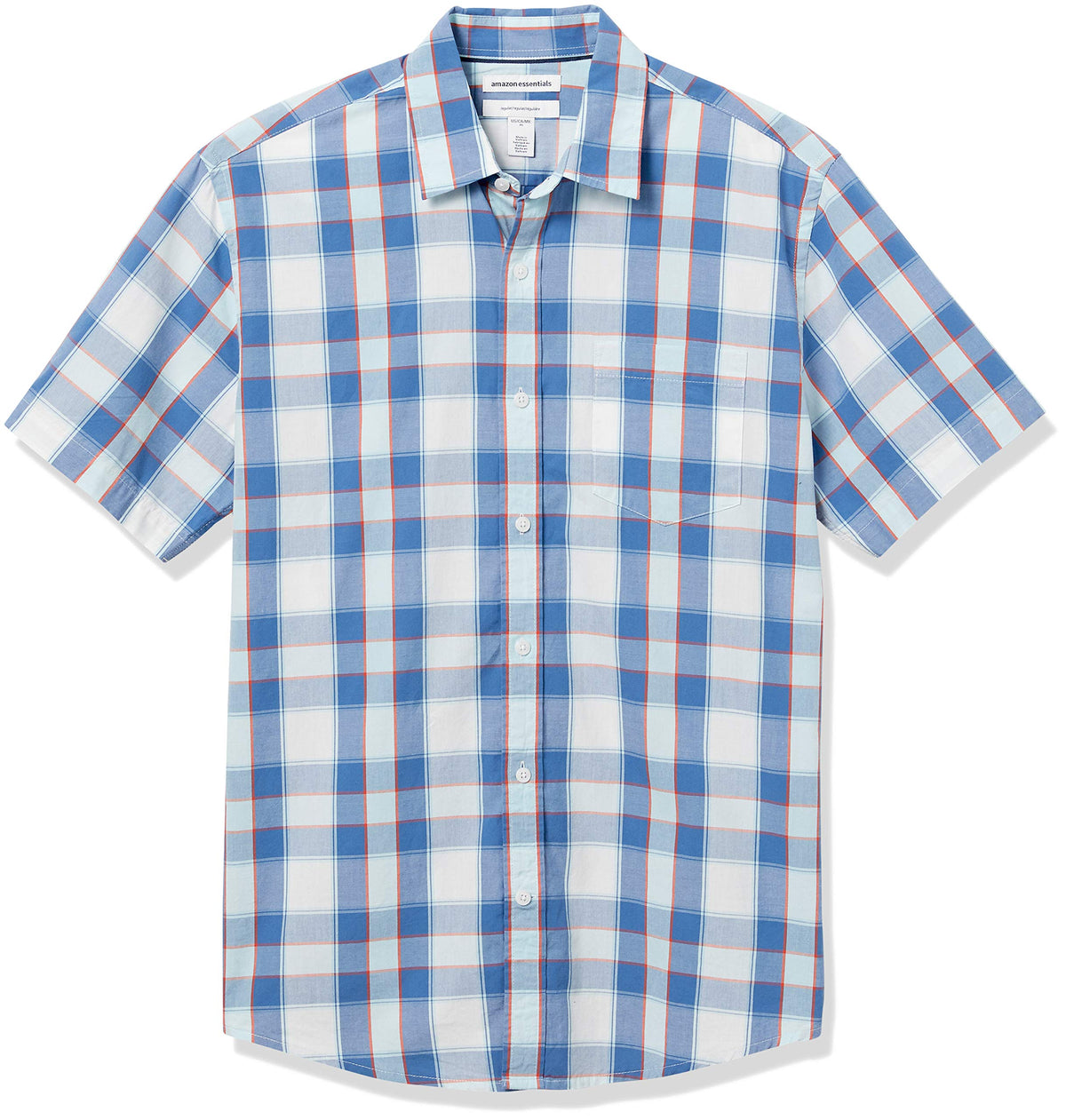 Amazon Essentials Men's Regular-Fit Short-Sleeve Poplin Shirt, Collared, Washed