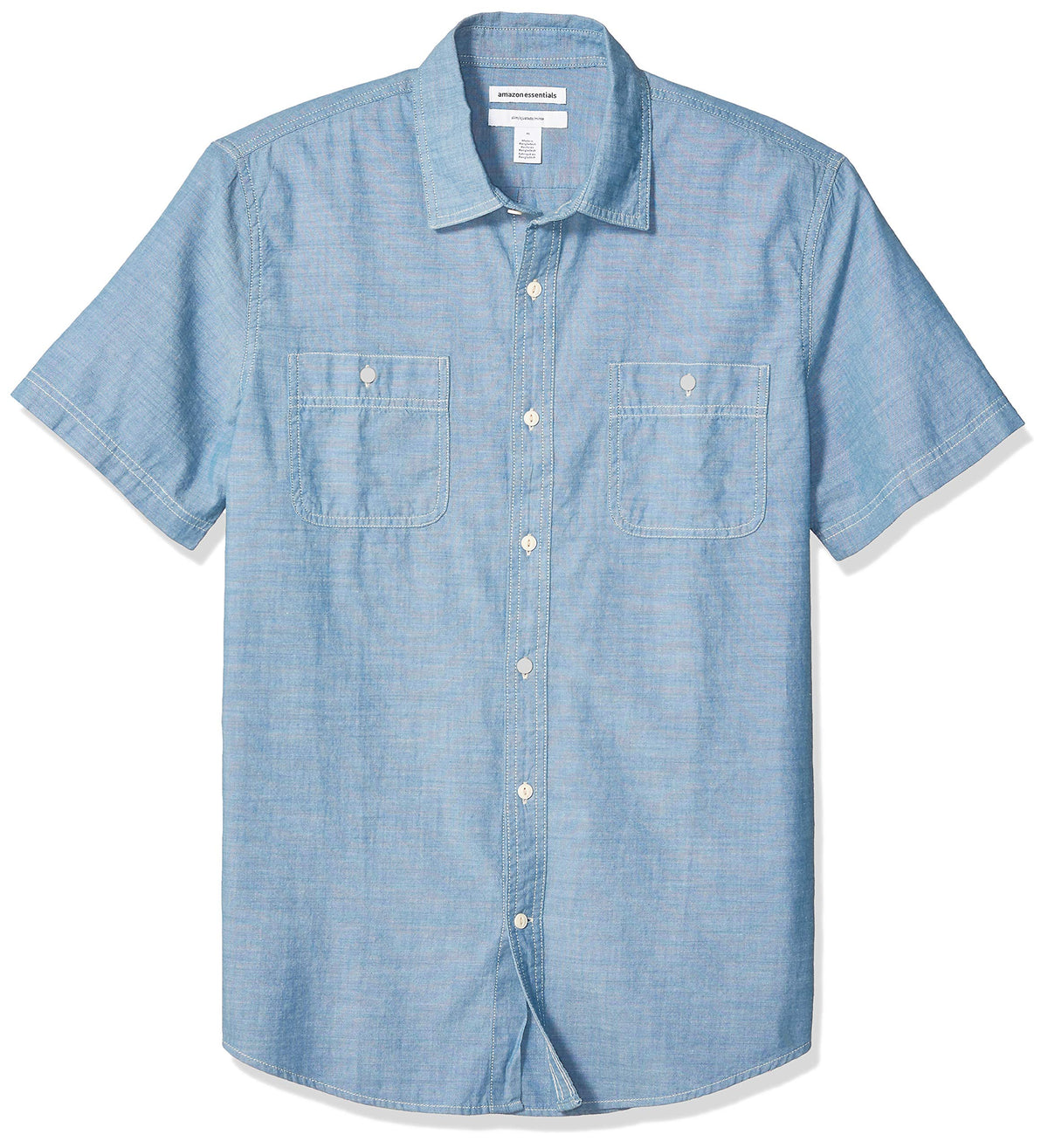 Amazon Essentials Men's Regular-Fit Short-Sleeve Poplin Shirt, Collared, Washed