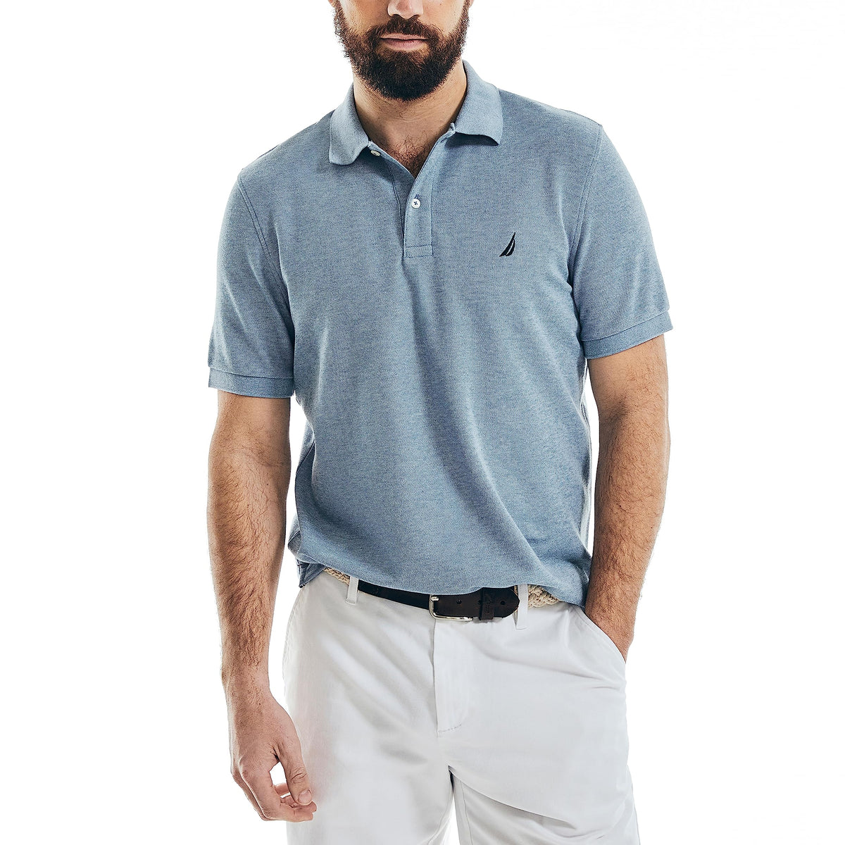 Nautica Men's Classic Short Sleeve Solid Performance Deck Polo Shirt