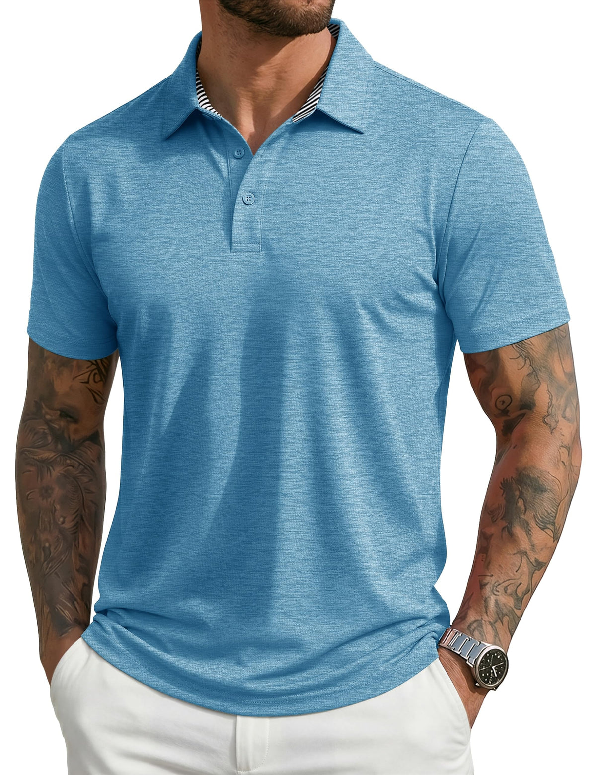 MAGCOMSEN Men's Short Sleeve Polo Golf Shirts 3-Button Moisture Wicking Athletic T-Shirts Casual Collared Shirt