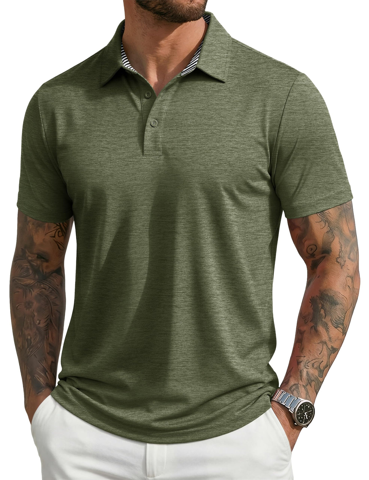 MAGCOMSEN Men's Short Sleeve Polo Golf Shirts 3-Button Moisture Wicking Athletic T-Shirts Casual Collared Shirt