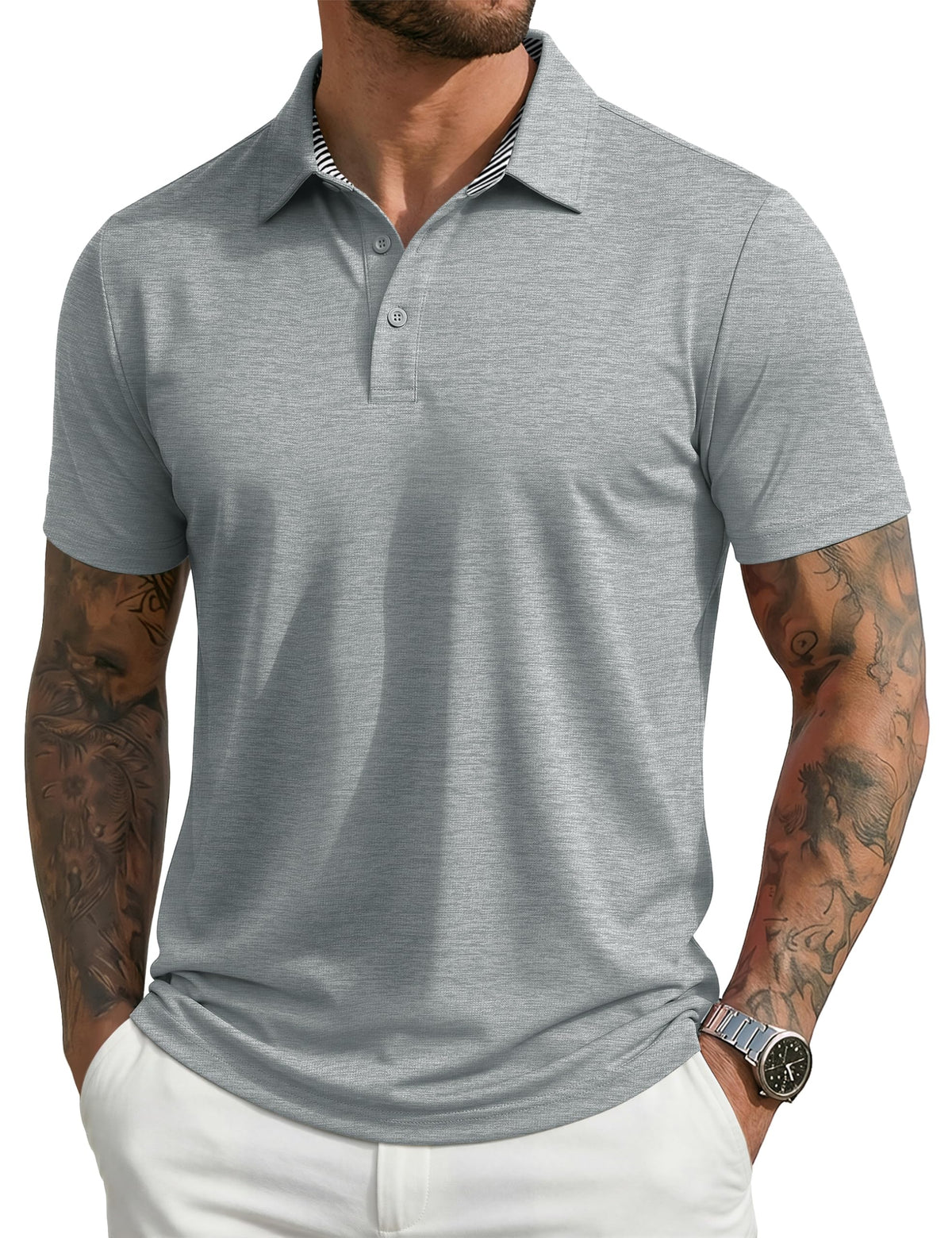 MAGCOMSEN Men's Short Sleeve Polo Golf Shirts 3-Button Moisture Wicking Athletic T-Shirts Casual Collared Shirt