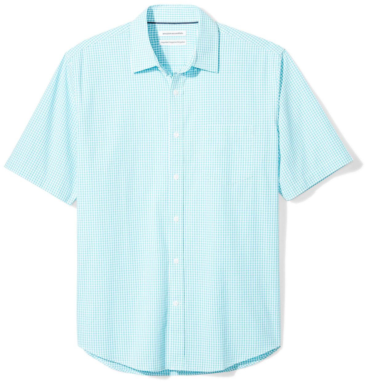 Amazon Essentials Men's Regular-Fit Short-Sleeve Poplin Shirt, Collared, Washed
