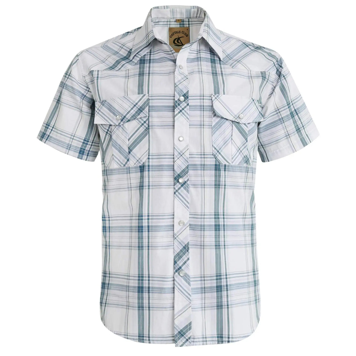Summer Outfit COEVALS CLUB Summer Vibes Men's Western Cowboy Shirt Pearl Snap Short Sleeve Plaid Work Shirts High-End Fabric Classic Fit Menswear Top Shortsleeve,clothes for back to school,first day of school outfits