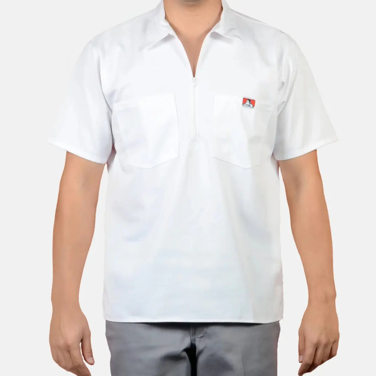 Ben Davis Men's Original Plenty Tough Fabric Plain Workwear Shirt - Short Sleeve, Half-Zip Neck, Chest Pockets with Pencil Pouch, Built for Work, Workwear Ready, Easy Movement, All-Season Casual Top (Up to 3XL)