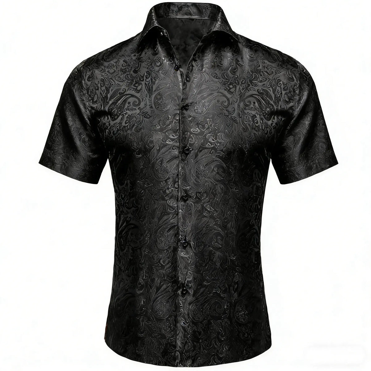 Ailisus Men's Slim Fit Paisley Shirt, Short Sleeve Casual Button-Down Polyester Top for Wedding & Party Wear, Shortsleeve, Men's Casual Shirts, Fabric, Slim Fit Ease, Wash‑Resists Pilling