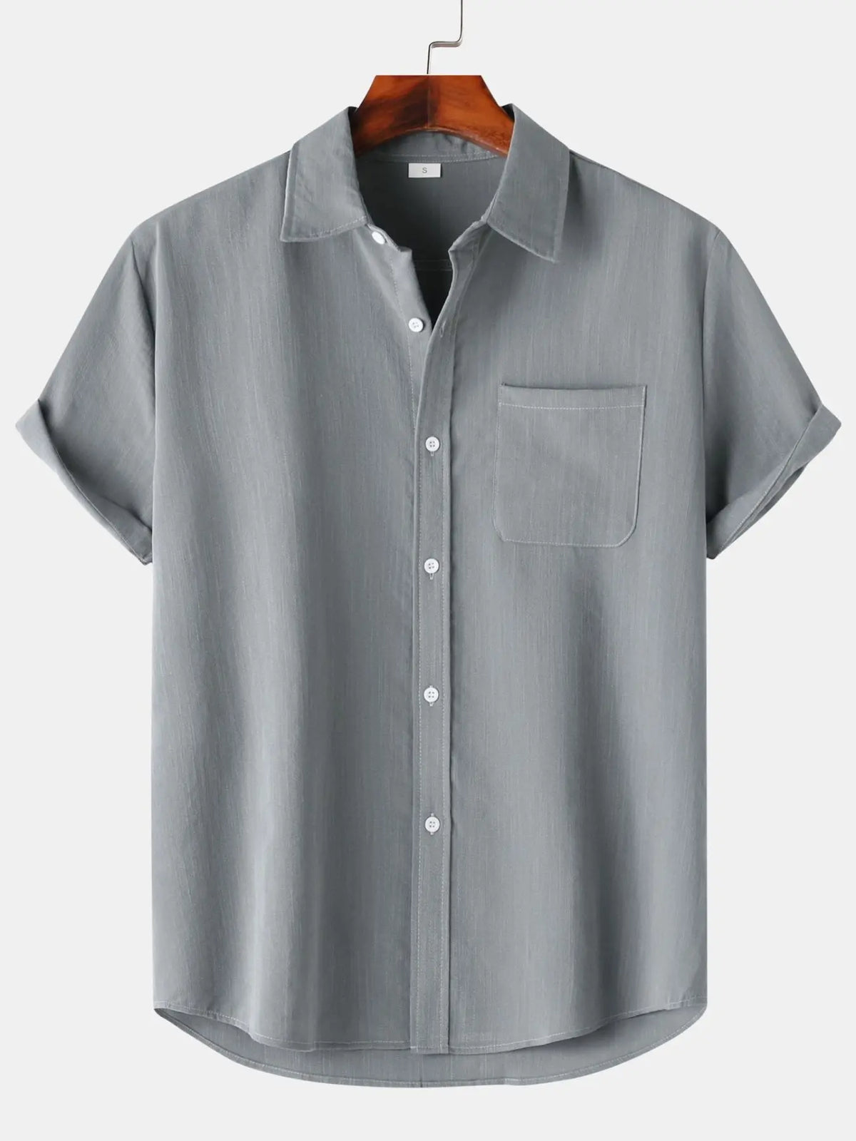 Men's Linen Short Sleeve Shirt, Casual Classic Button Front Plain Solid Color, Ideal for Daily Wear and Special Occasions, Easy Care and Comfortable Fit