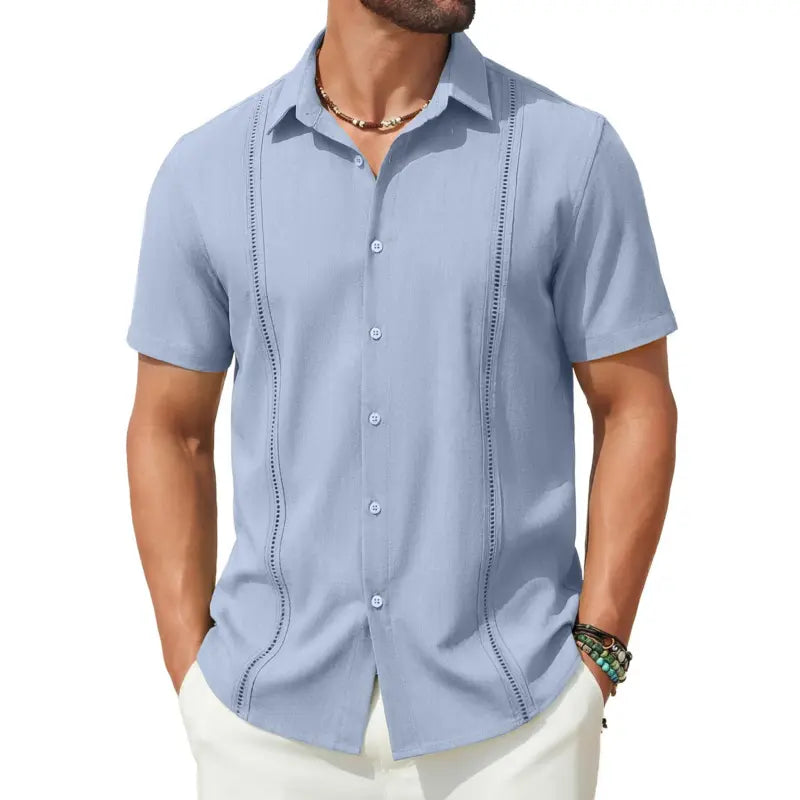 COOFANDY Mens Cuban Guayabera Short Sleeve Shirt Casual Summer Beach Tops Button Down Untucked Shirts