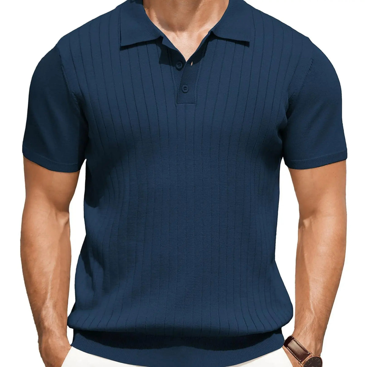 COOFANDY Men's Knit Polo Shirts Short Sleeve Ribbed Knitted Shirt Summer Lightweight Casual Golf Shirts