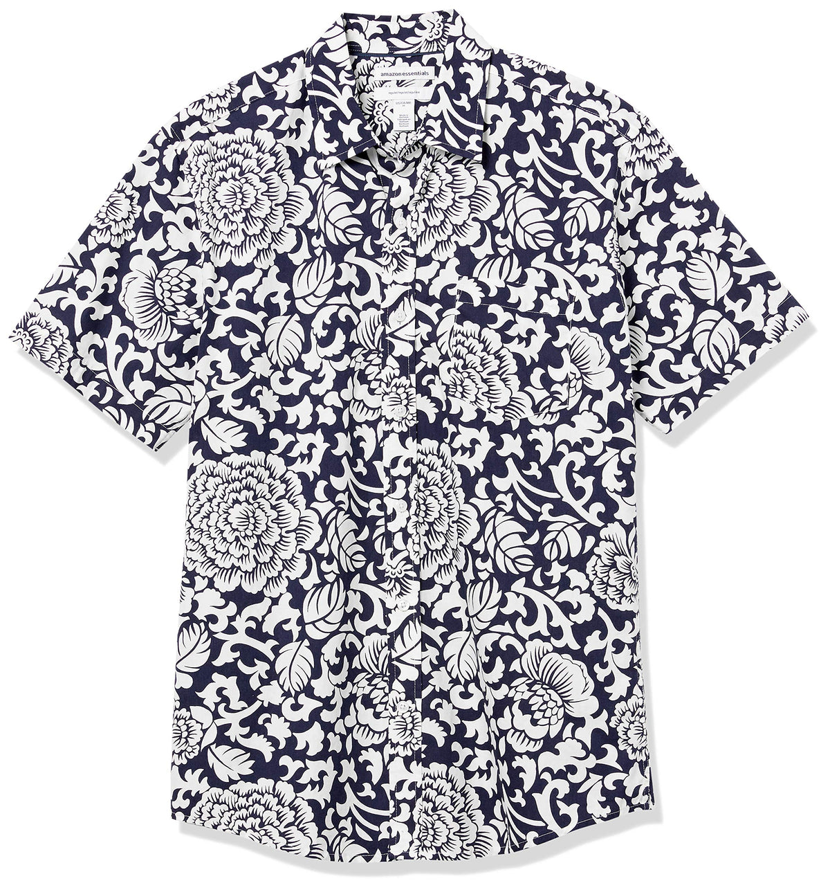 Amazon Essentials Men's Regular-Fit Short-Sleeve Poplin Shirt, Collared, Washed