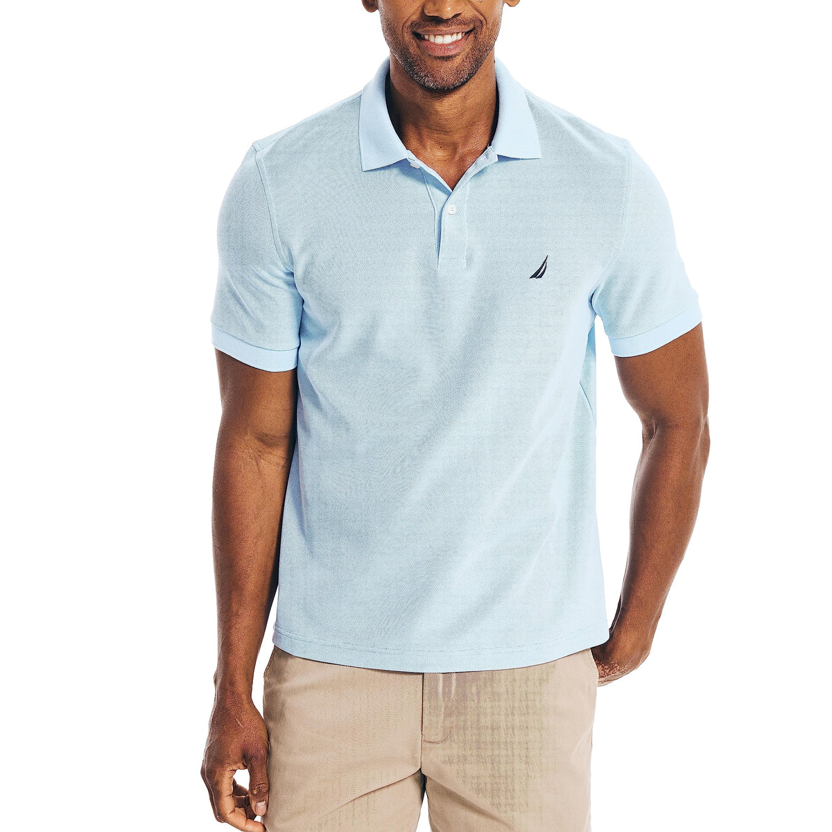 Nautica Men's Classic Short Sleeve Solid Performance Deck Polo Shirt