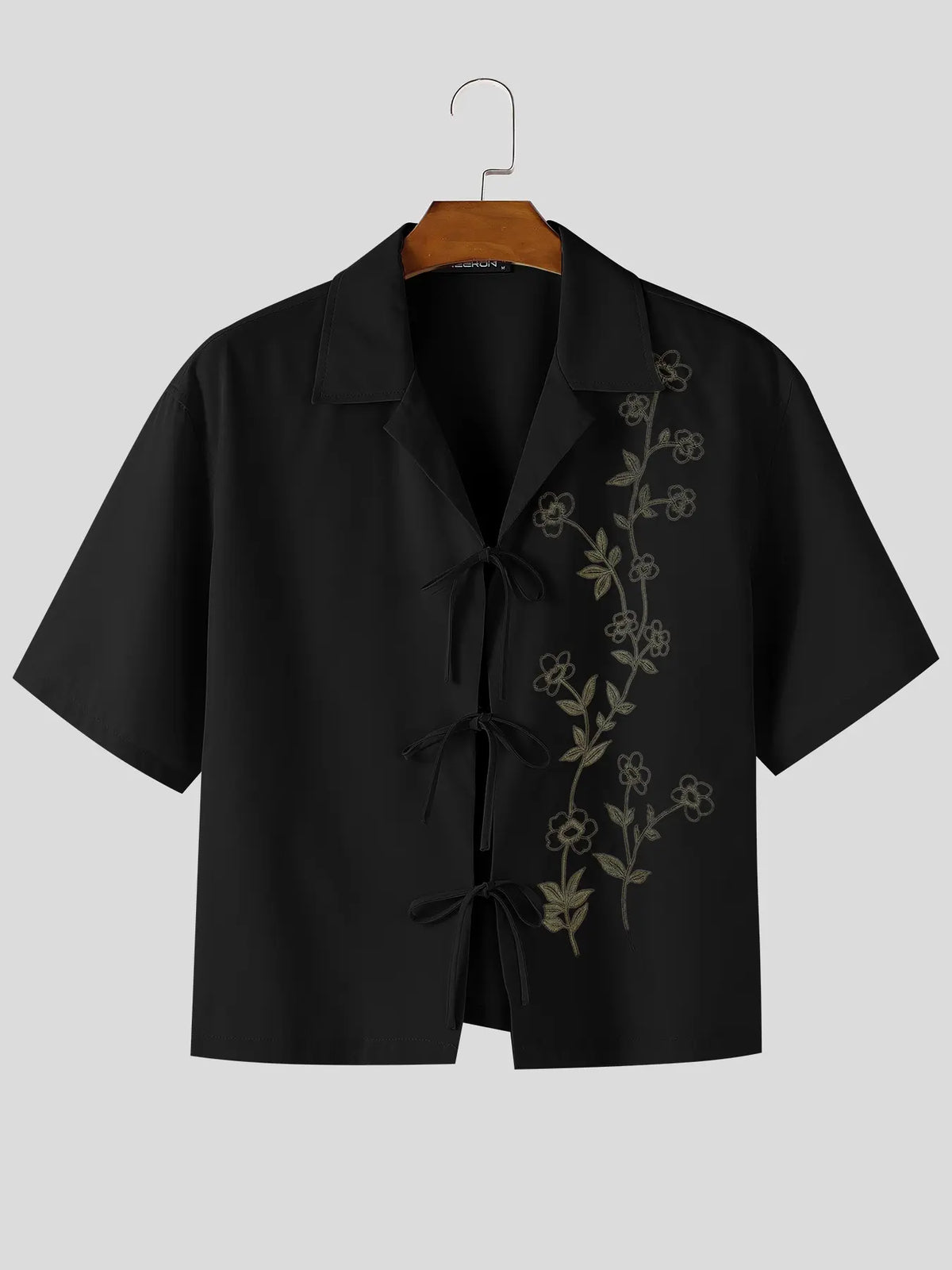 Men's INCERUN Short-Sleeve Floral Embroidered Casual Daily Shirt, Comfortable and Stylish Design Top for Everyday Wear, Floral Embroidery Shirt