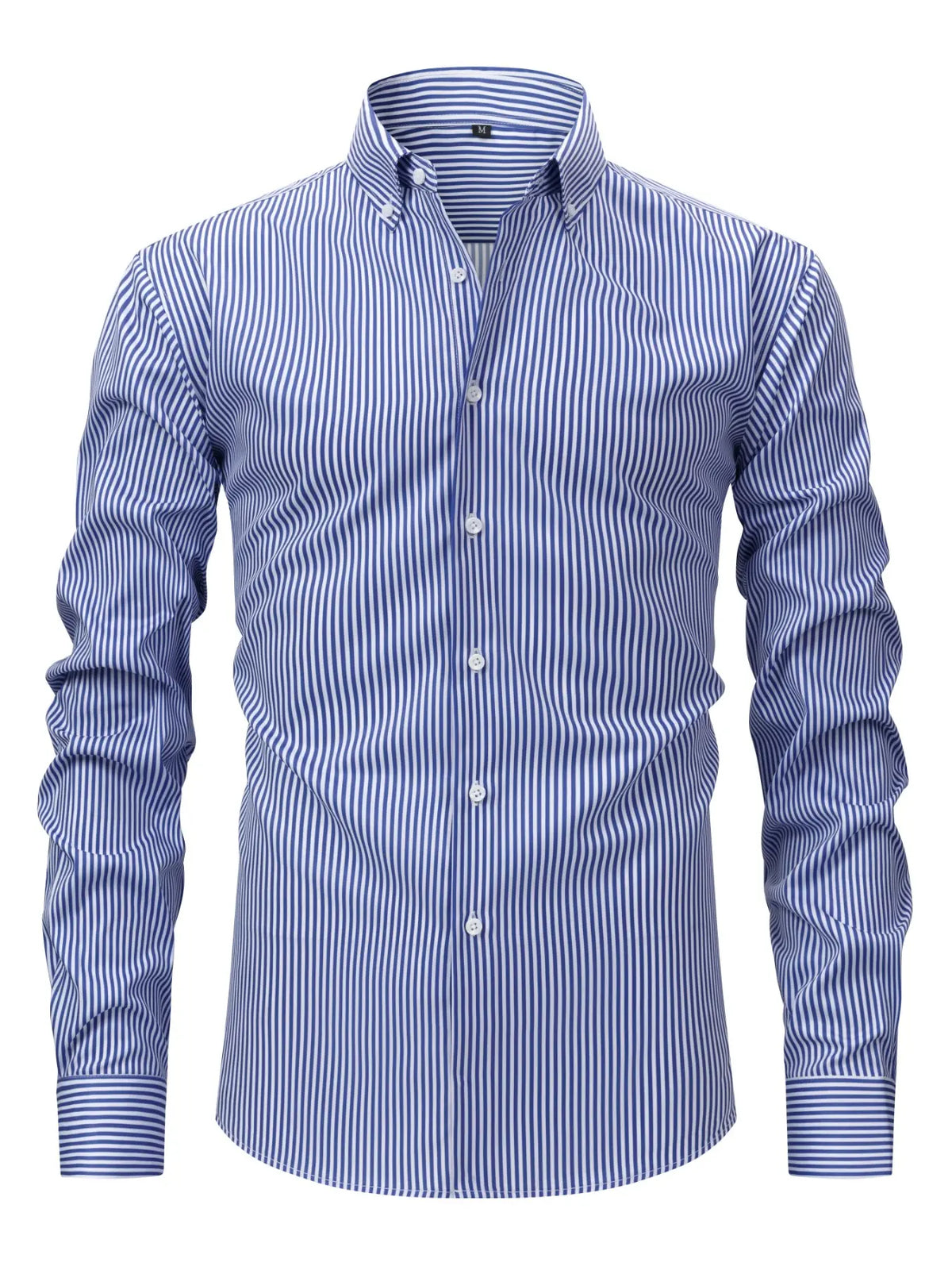 Men's Striped Classic Stripe Pattern Long Sleeve Button Up Business Casual Shirt, Wrinkle-Resistant, Button Front, Loose Fit, Ideal for Office, Daily Wear, Men's Top