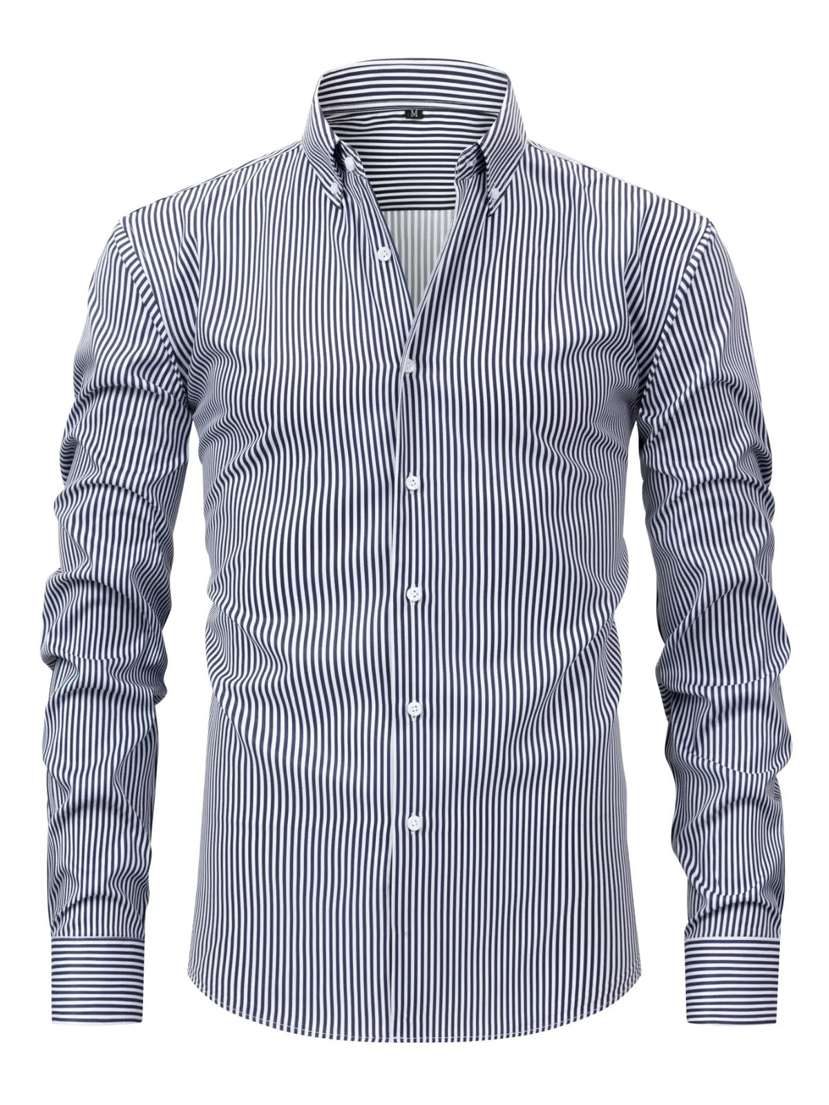 Men's Striped Classic Stripe Pattern Long Sleeve Button Up Business Casual Shirt, Wrinkle-Resistant, Button Front, Loose Fit, Ideal for Office, Daily Wear, Men's Top