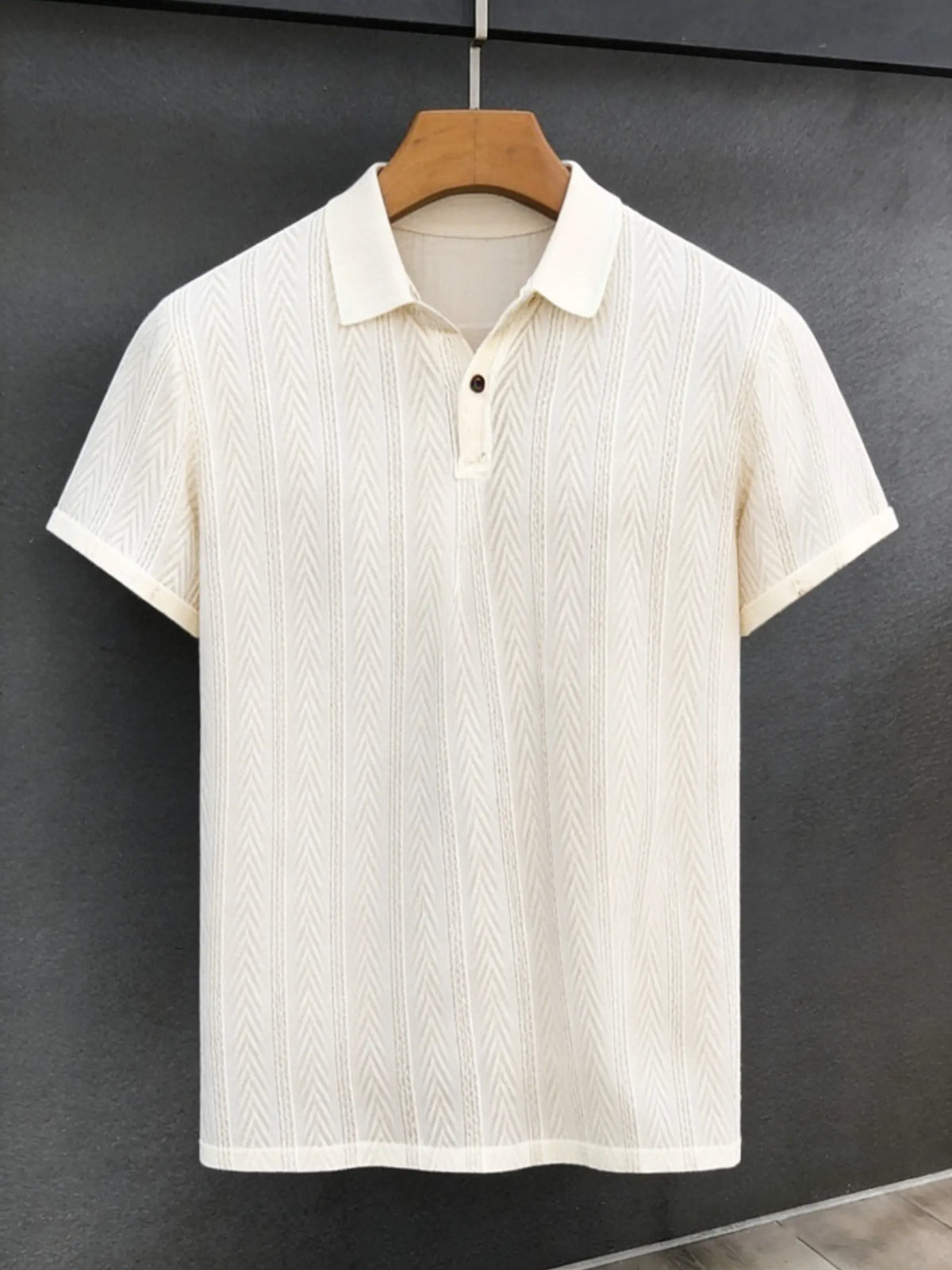 Men's Retro Casual Polo Shirt Short Sleeve Button Front Shirt Turn Down Collar Geometric Print Top Summer Golf Outfit Streetwear Vacation Everyday Shirt