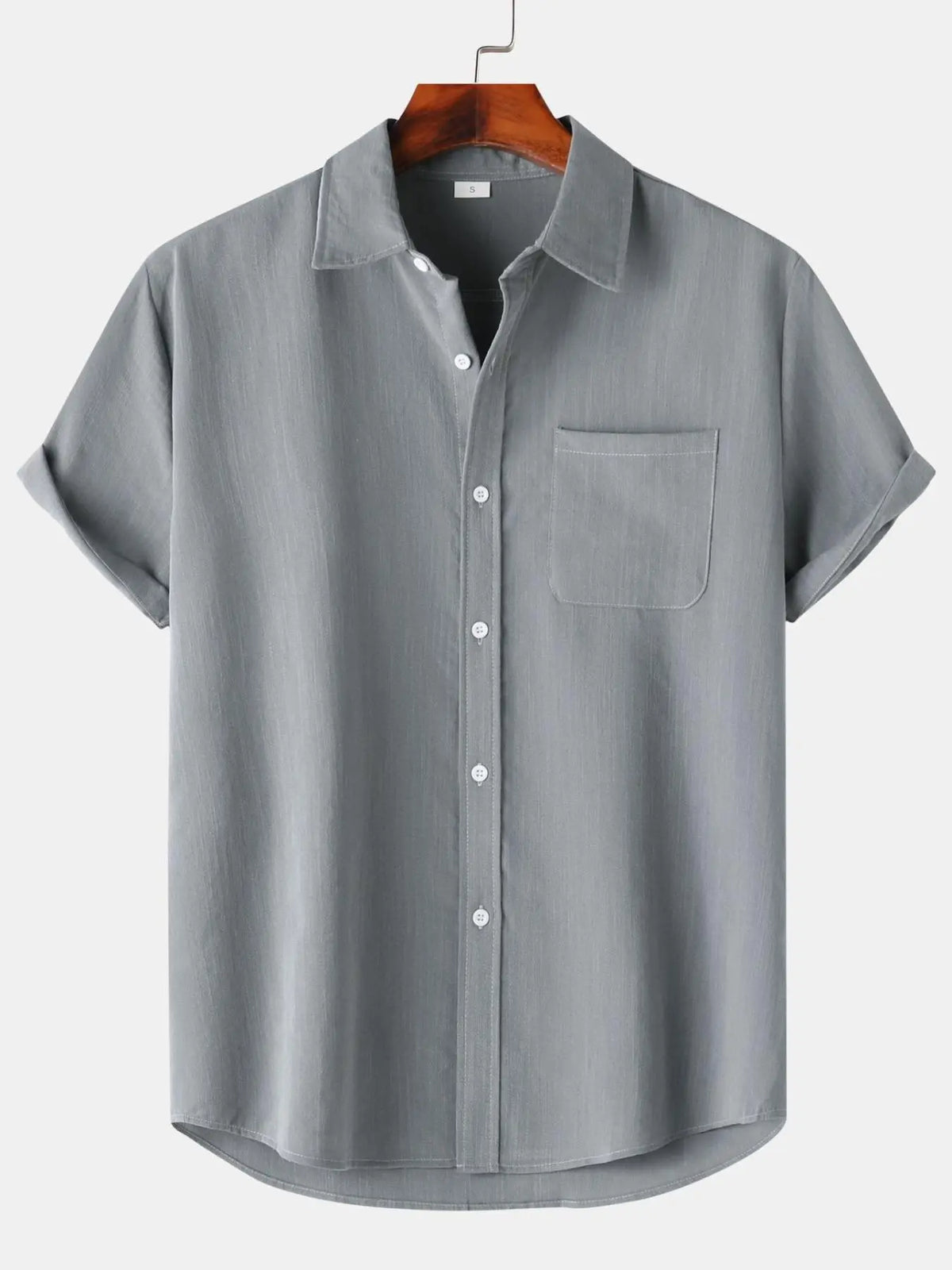 Men's Linen Short Sleeve Shirt, Casual Classic Button Front Plain Solid Color, Ideal for Daily Wear and Special Occasions, Easy Care and Comfortable Fit