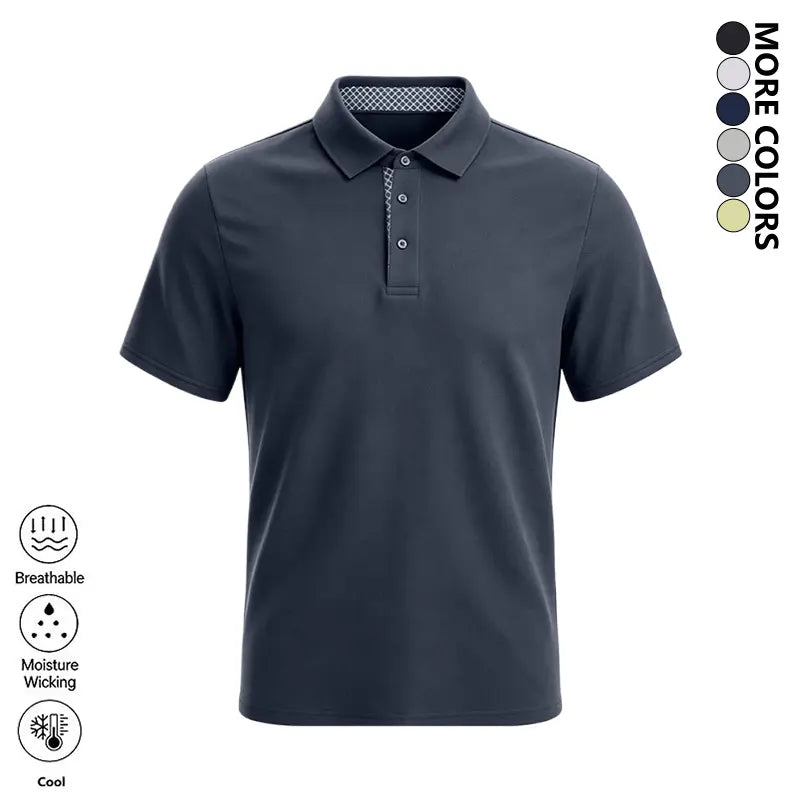 LIFE KEEPS MOVING Summer men’s polo shirt—stylish, casual, comfortable, breathable; suitable for leisure and business; classic fit; summer business style.