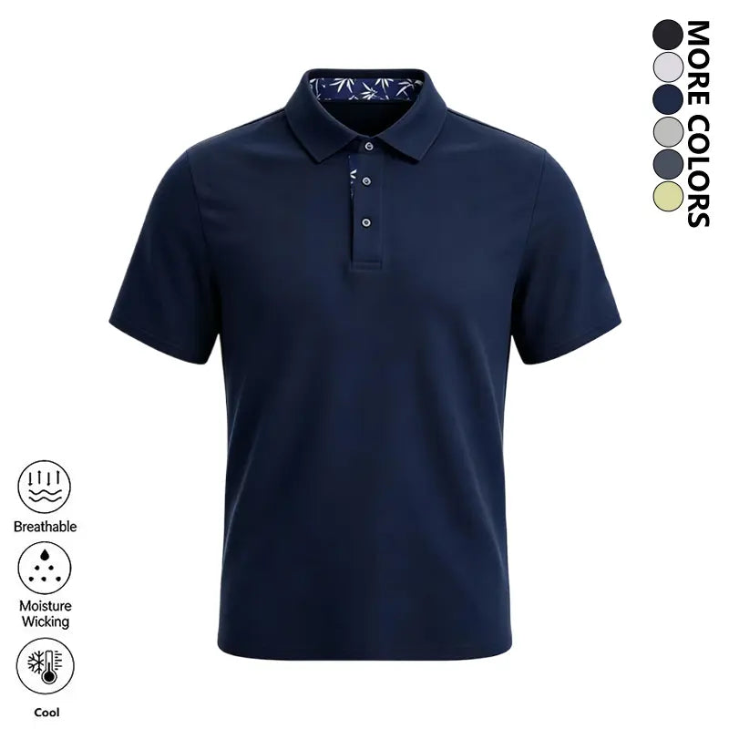 LIFE KEEPS MOVING Summer men’s polo shirt—stylish, casual, comfortable, breathable; suitable for leisure and business; classic fit; summer business style.