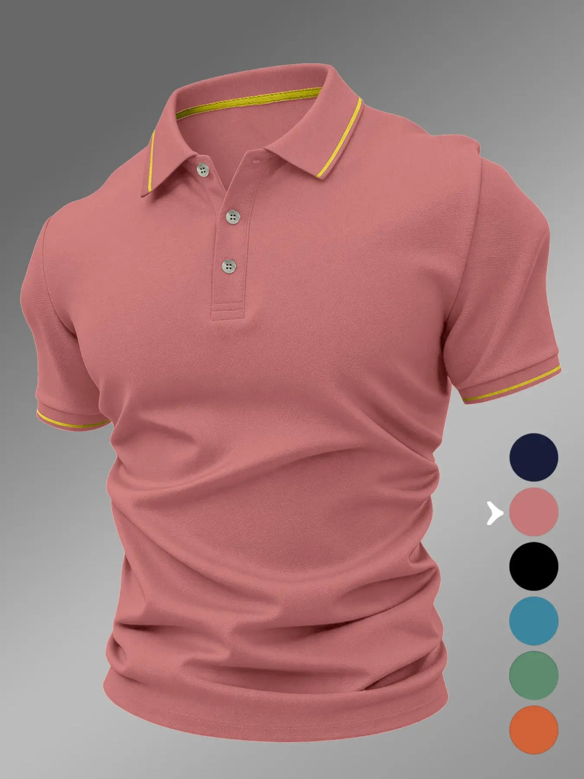 New Men's Polo Shirt 2026, Polo Style Elastic Casual Geometric Pattern, Fitted Comfortable Breathable Summer Polos, All-Season High-Quality Polo Top, Menswear