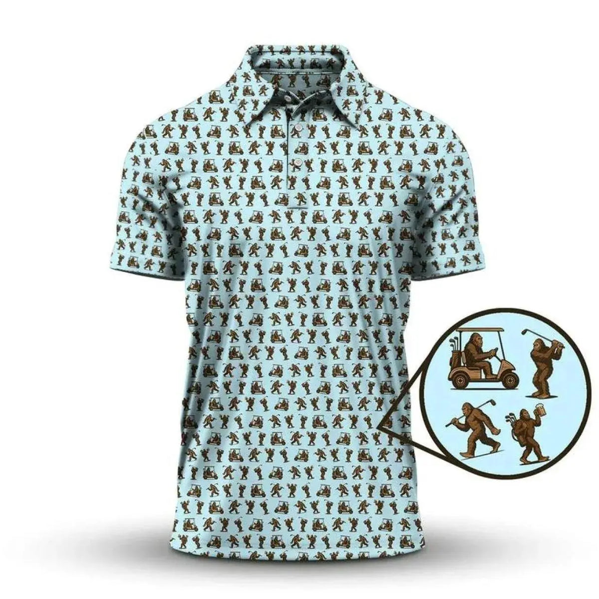 Sasquatch Golf Polo Shirt for Men – Funny Bigfoot Golf Apparel
