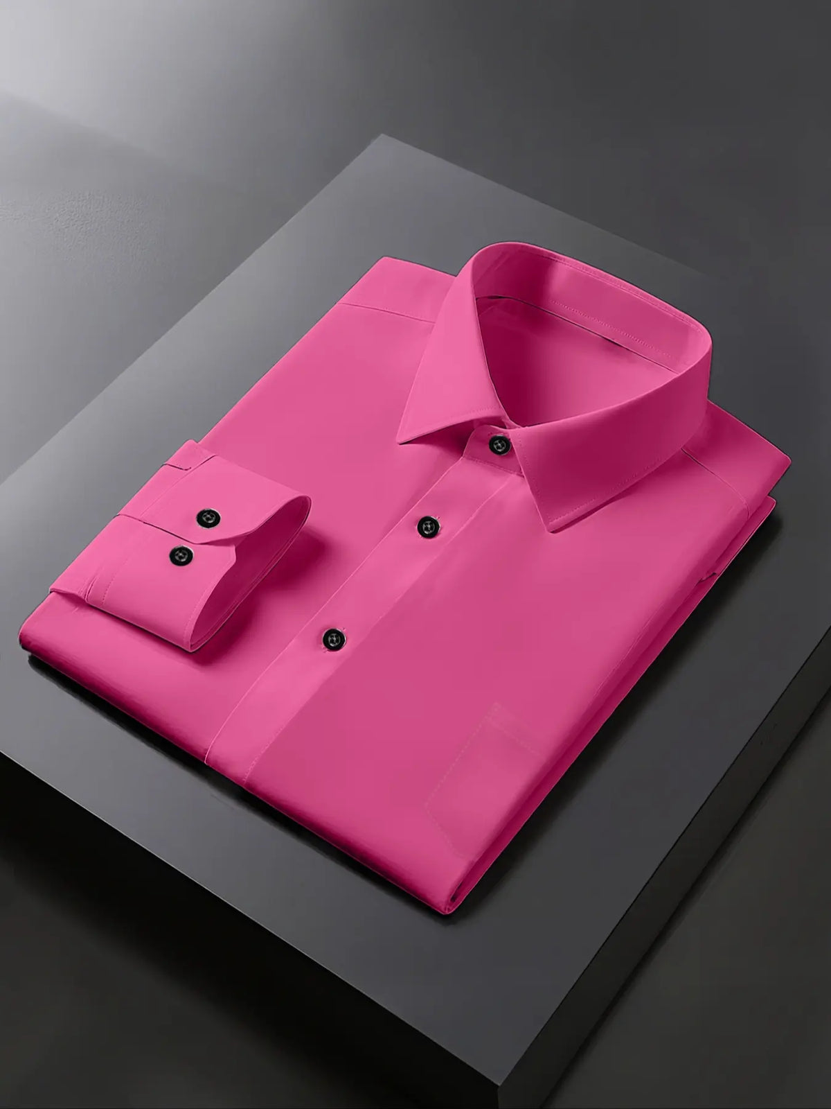 Men's Slim Fit Pocket Plain Collared Long Sleeve Shirt, Comfortable Fashion Fabric Design, Perfect for Parties & Festivals, Raspberry Cs7113