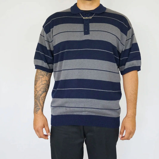 FB County Men's Charlie Brown Shirts FBCOUNTY Stripe Short Sleeve Shirt Casual Polo Shirt Collard Shirts Casual Chicano Biker Car Show Fashion Hip Hop